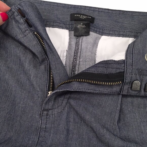 Ann Taylor Pencil Skirt Women Size 6 Short Blue Pin Stripe - Stretch - Pockets - Picture 6 of 7
